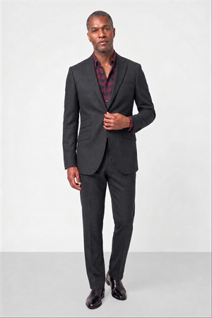 Solid Fine Textured Weave Suit — Medium Gray