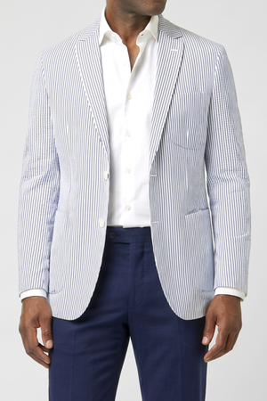 Classic Seersucker Blazer - Light Blue
