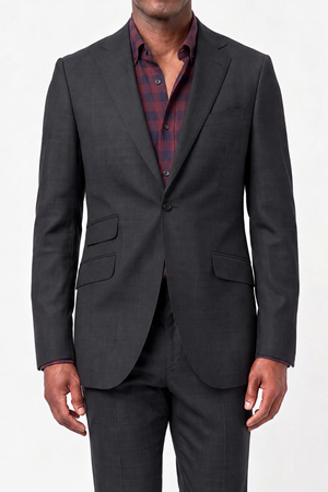 Solid Fine Textured Weave Suit — Medium Gray
