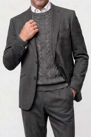 Solid Plain Weave Suit — Medium Gray