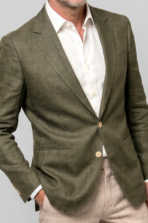English Linen Blazer - Olive