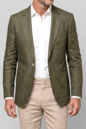 English Linen Blazer - Olive