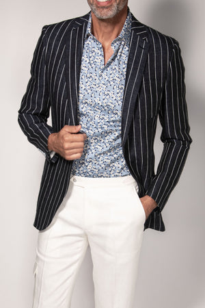 Pinstripe Linen Blazer