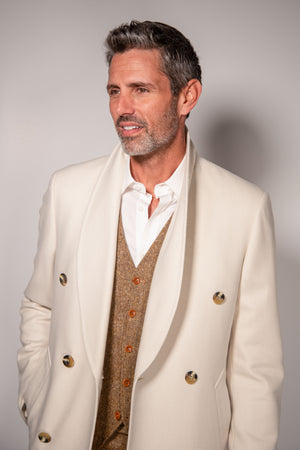 English Herringbone Wool & Cashmere Overcoat