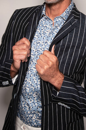 Pinstripe Linen Blazer