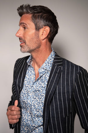 Pinstripe Linen Blazer