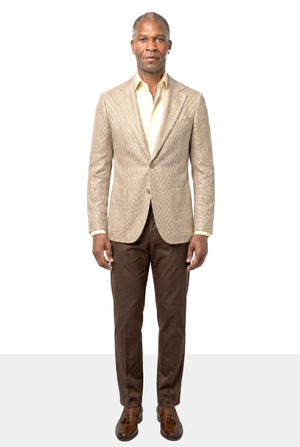 Solbiati Linen Herringbone Blazer - Light Tan