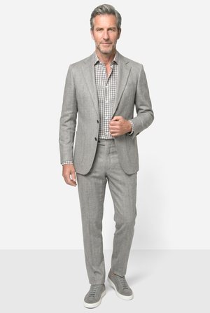 Solbiati Linen Herringbone Suit - Light Gray