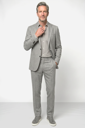 Solbiati Linen Herringbone Suit - Light Gray