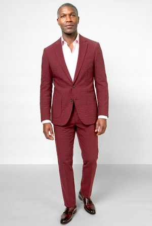 Solbiati Seersucker Suit - Burgundy
