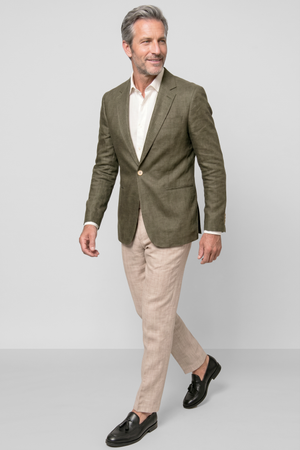 English Linen Blazer - Olive