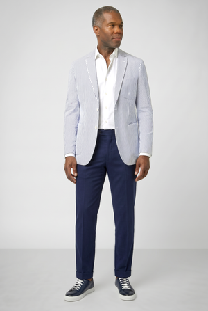 Classic Seersucker Blazer - Light Blue