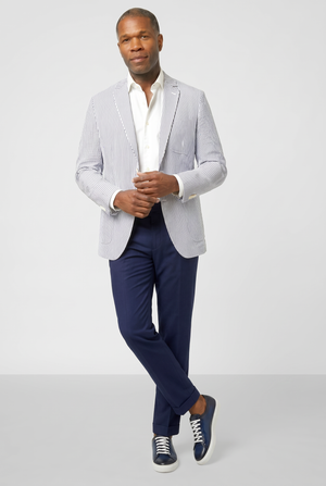 Classic Seersucker Blazer - Light Blue