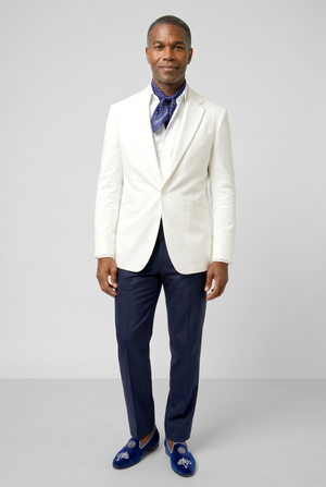 Striped English Seersucker Blazer - White