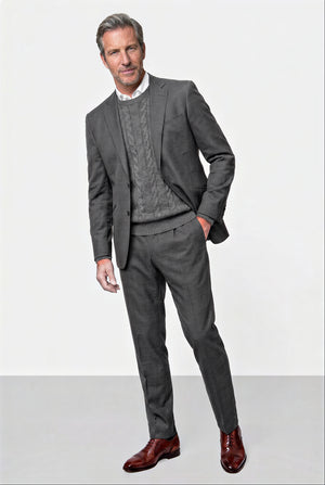 Solid Plain Weave Suit — Medium Gray