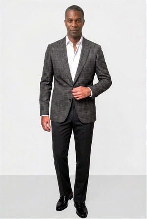 Bold Check 130s Blazer — Gray