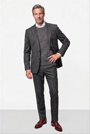 Solid Plain Weave Suit — Medium Gray