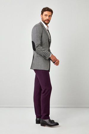 English Dark Purple Flannel Trousers