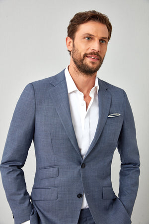 Solid Fine Textured Weave Suit