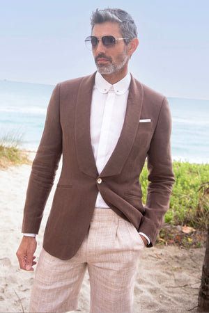 English Solid Linen Tux Jacket