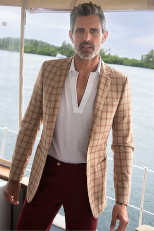 Plaid Blazer in Warm Tones