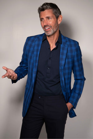 Plaid Blazer in Blues