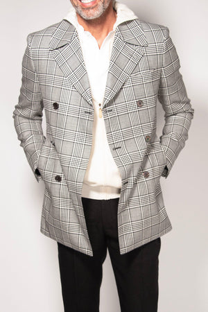 Lightweight Plaid Peacoat