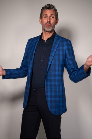 Plaid Blazer in Blues