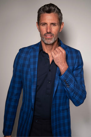 Plaid Blazer in Blues