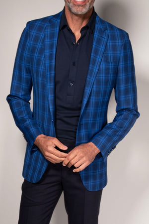 Plaid Blazer in Blues