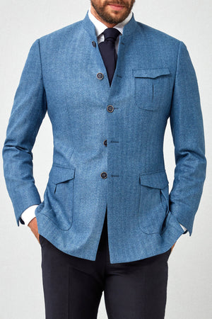 Italian Herringbone Mandarin Jacket