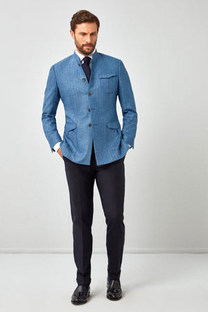 Italian Herringbone Mandarin Jacket