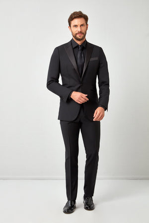 Loro Piana 150s Black Tuxedo Trousers