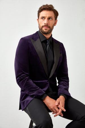 English Velvet Dinner Jacket with Satin Lapel