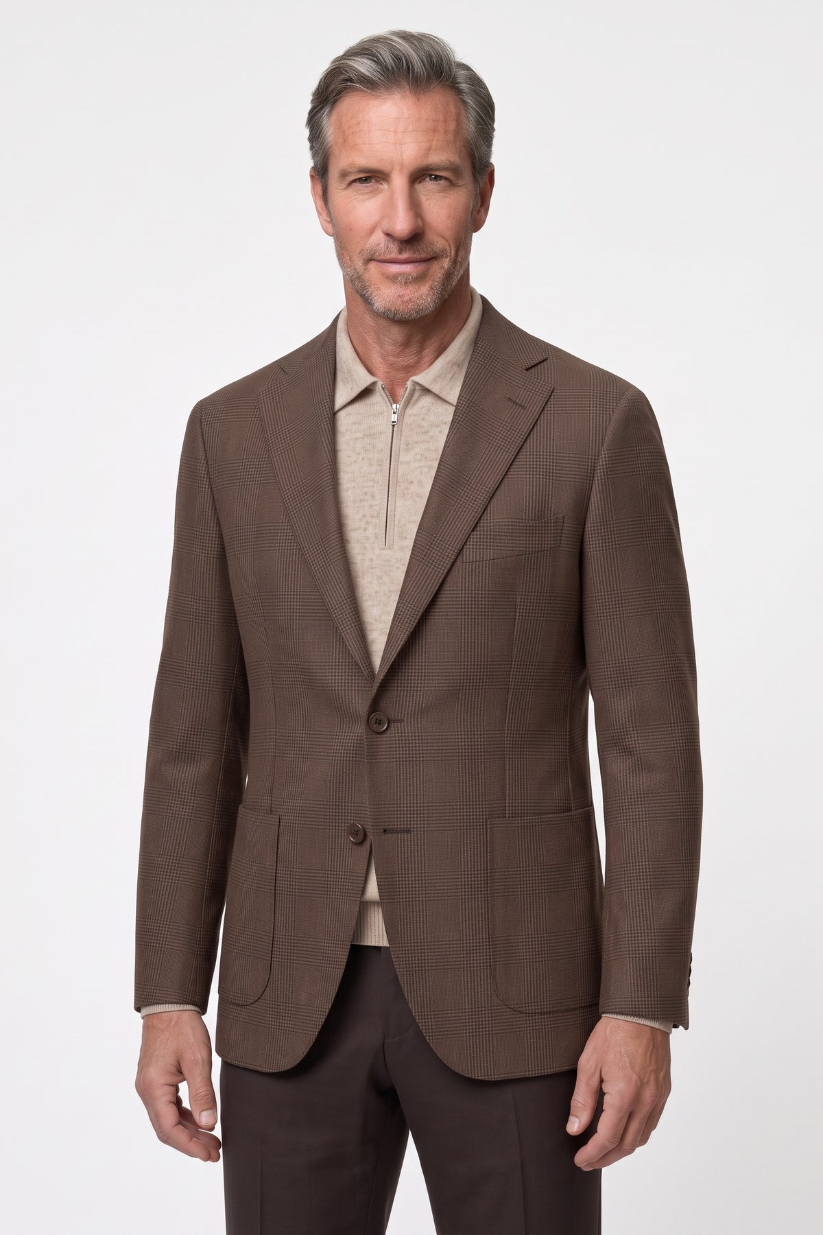 Dugdale Tropical Breeze Glencheck Blazer — Medium Brown