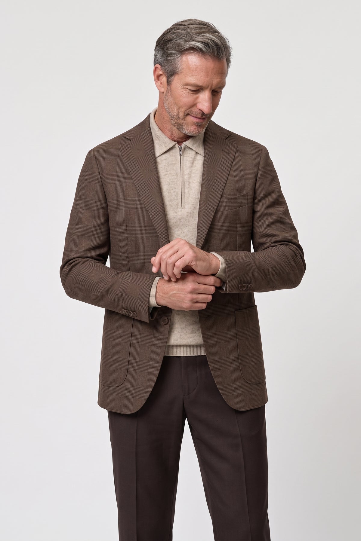 Dugdale Tropical Breeze Glencheck Blazer — Medium Brown