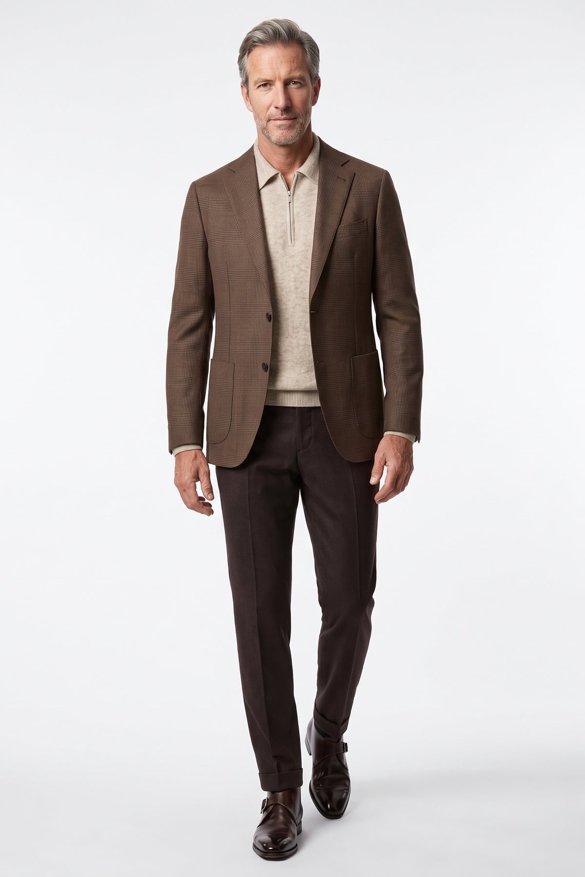 Dugdale Tropical Breeze Glencheck Blazer — Medium Brown