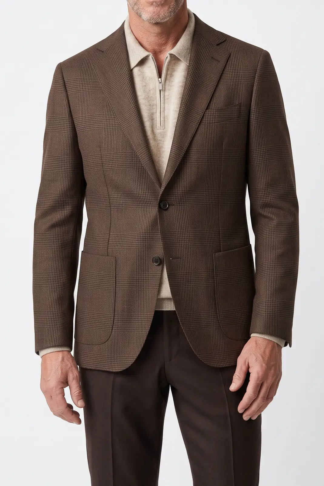 Dugdale Tropical Breeze Glencheck Blazer — Medium Brown
