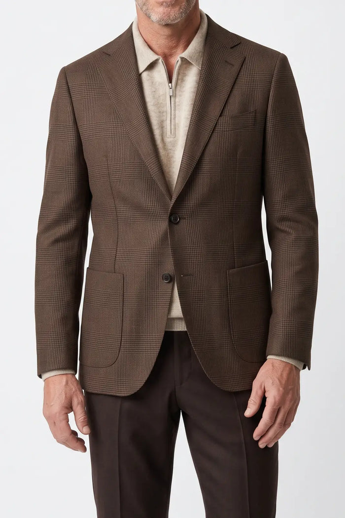 Dugdale Tropical Breeze Glencheck Blazer — Medium Brown