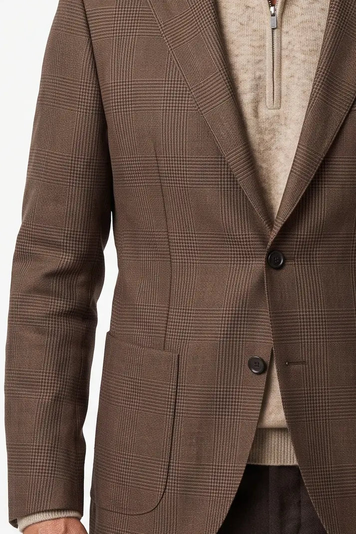 Dugdale Tropical Breeze Glencheck Blazer — Medium Brown