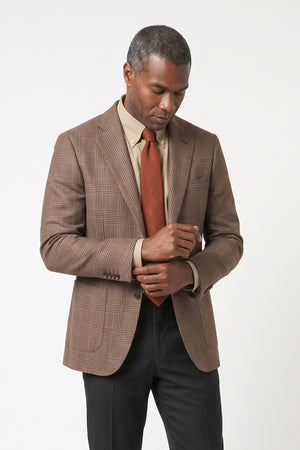 Dugdale Tropical Breeze Glencheck Blazer — Medium Brown