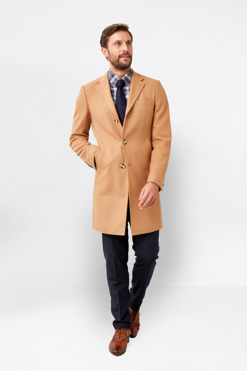 English Wool & Cashmere Solid Twill Overcoat