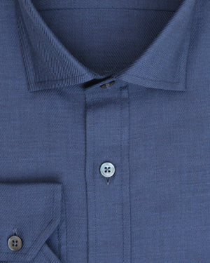 Dark Blue Wool/Cotton Brushed Twill