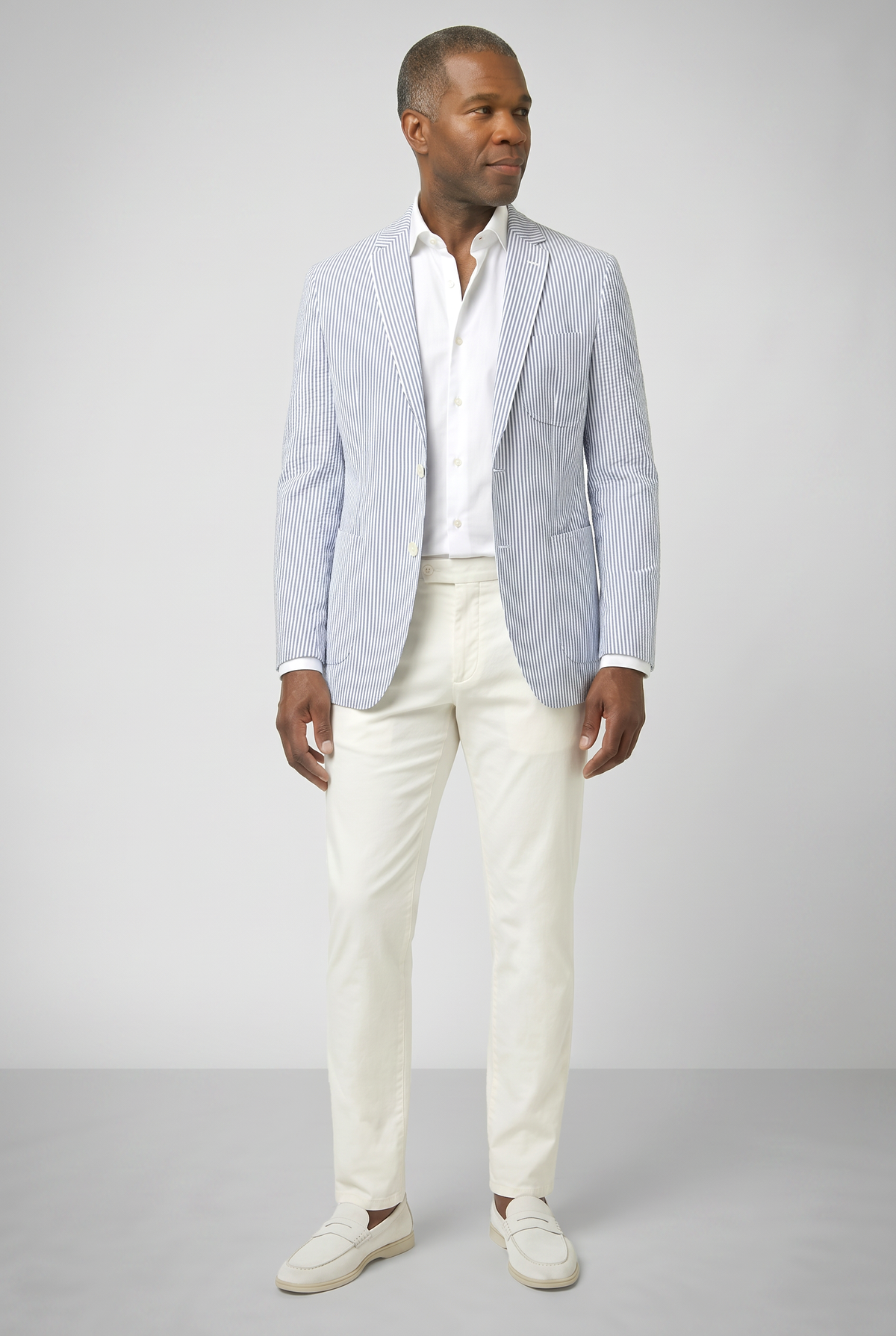 Classic Seersucker Blazer - Light Blue