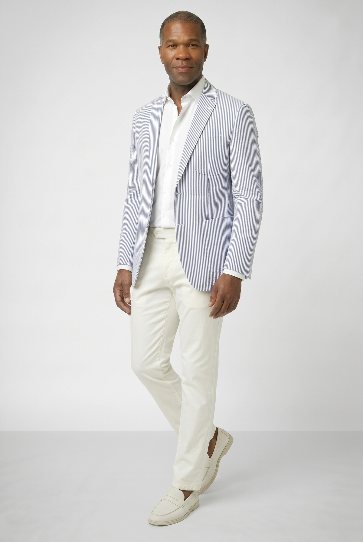 Classic Seersucker Blazer - Light Blue