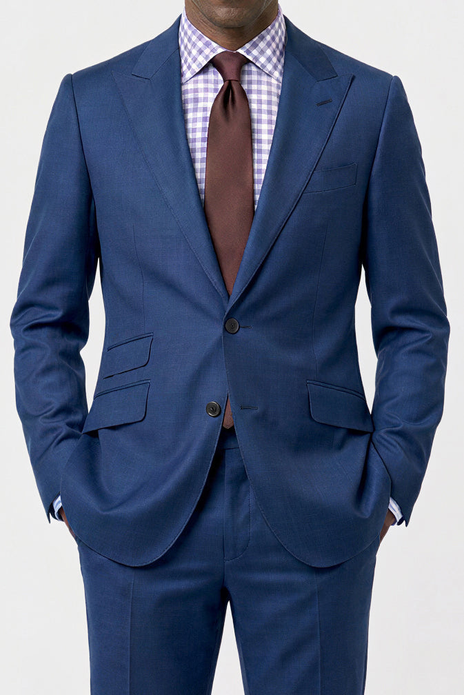 Solid Plain Weave Suit — Light Slate Blue