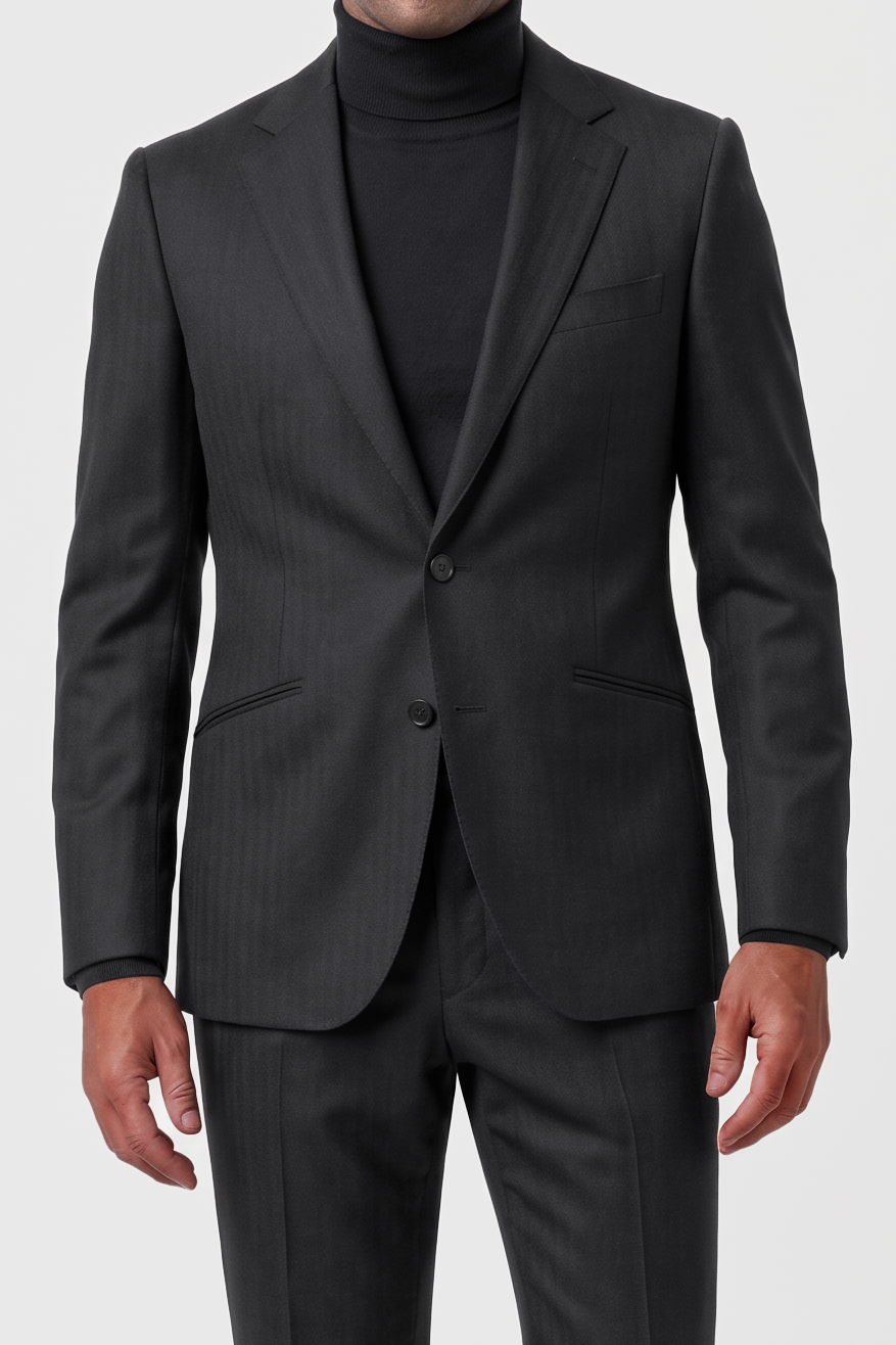 English Herringbone Suit — Medium Gray