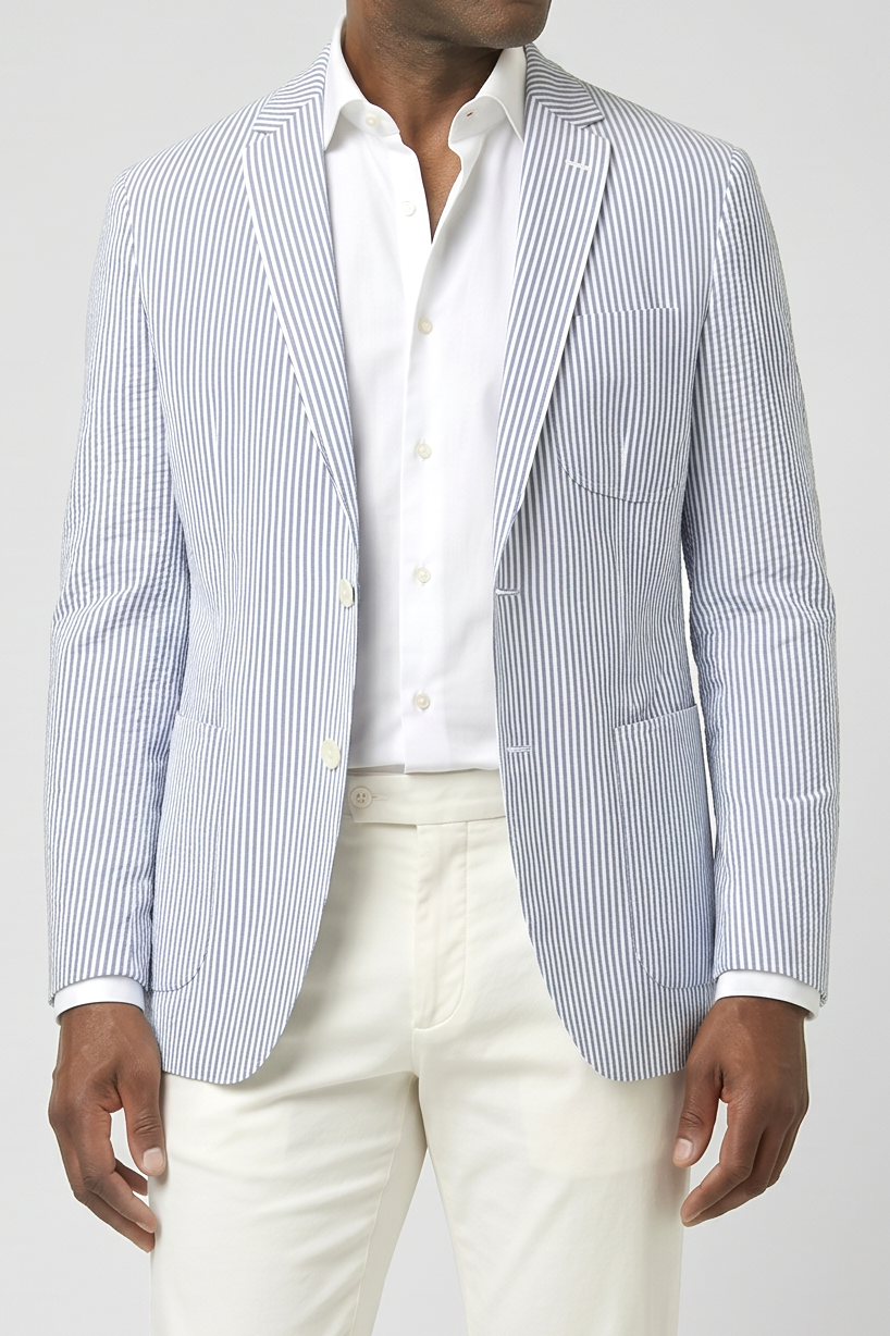Classic Seersucker Blazer - Light Blue (Copy)