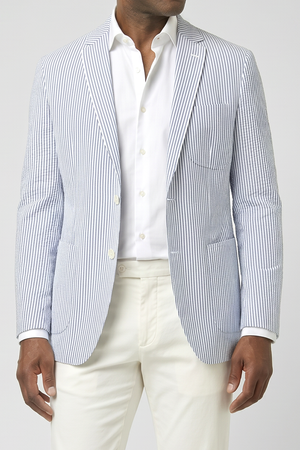 Classic Seersucker Blazer - Light Blue