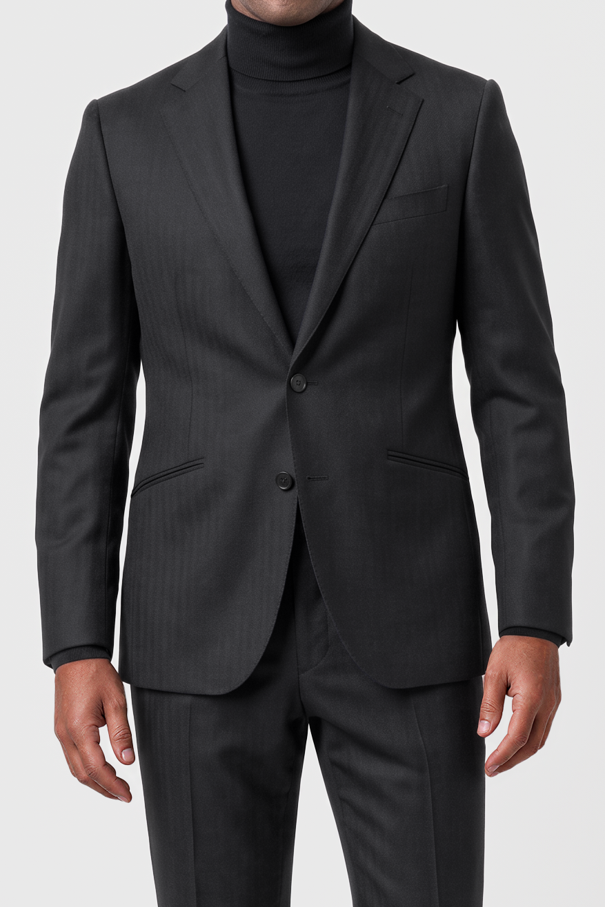 English Herringbone Suit — Medium Gray
